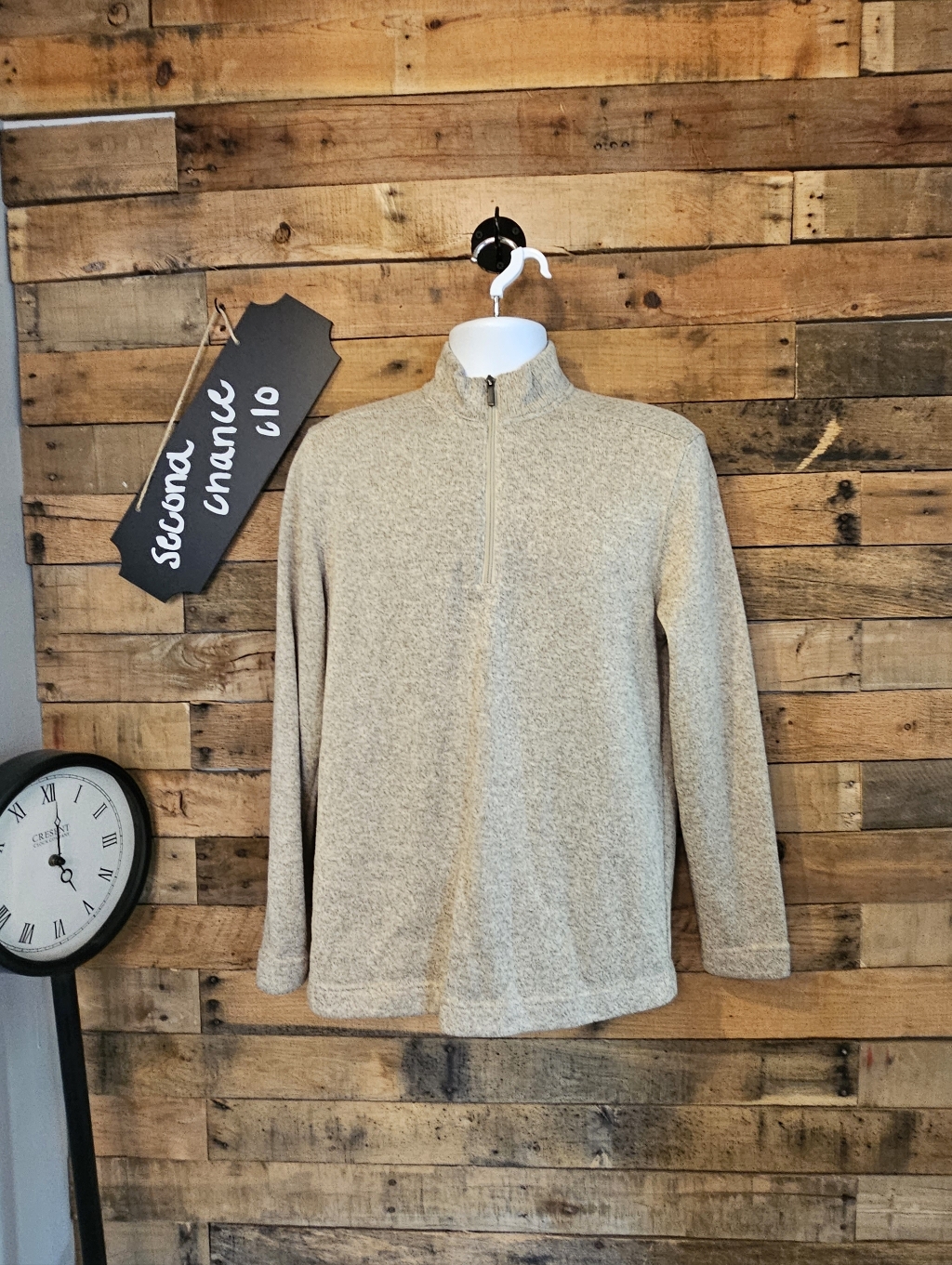 Telluride Clothing Mens Heather Tan 1/4 Zip Pullover Long Sleeve Sweater Size L